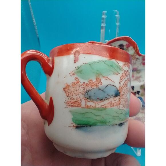 Japanese Kutani Style Porcelain Mug Cup & Saucer Dish – Hand Painted Geishas - Picture 13 of 16